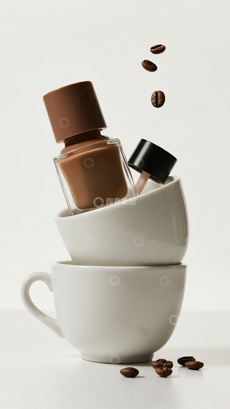 高清大图下载【趣麦麦图】简约咖啡与化妆品组合摄影