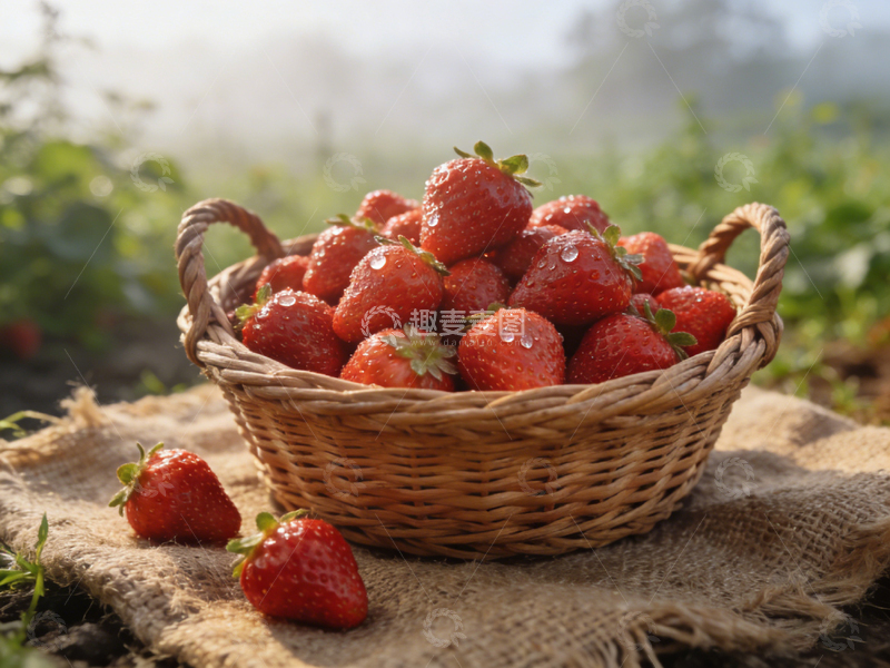 高清大图下载【趣麦麦图】田园风新鲜草莓摄影图片