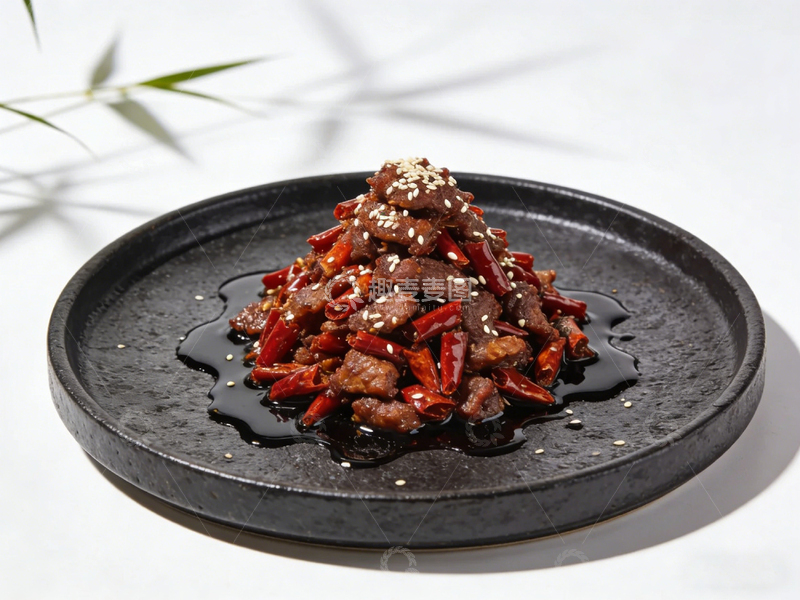 高清大图下载【趣麦麦图】麻辣牛肉干盘美食摄影