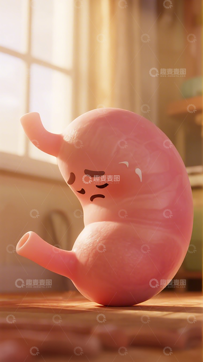 高清大图下载【趣麦麦图】卡通粉色生物悲伤表情特写