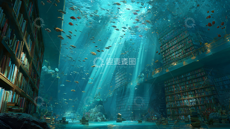 高清大图下载【趣麦麦图】水底奇幻图书馆探秘