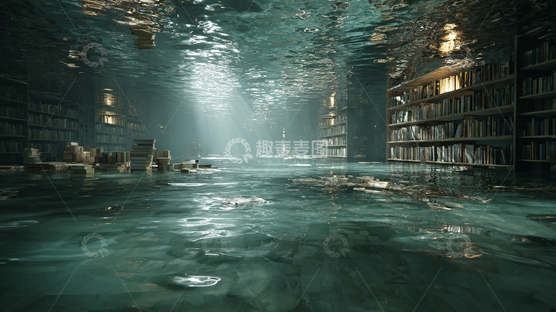 高清大图下载【趣麦麦图】水下图书馆奇幻景象