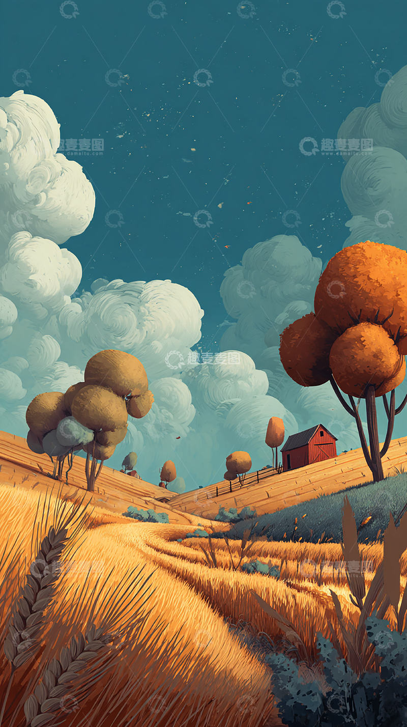 高清大图下载【趣麦麦图】秋日田园梦想画卷