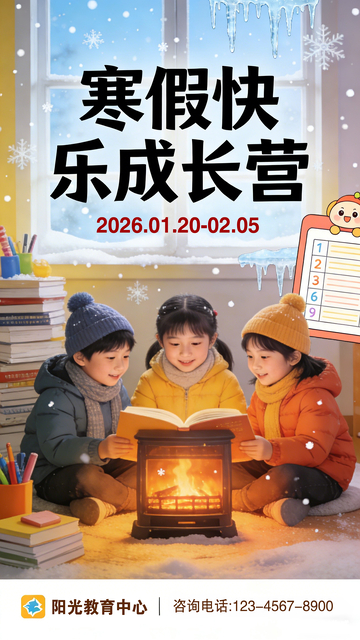 寒假欢乐读书营宣传海报