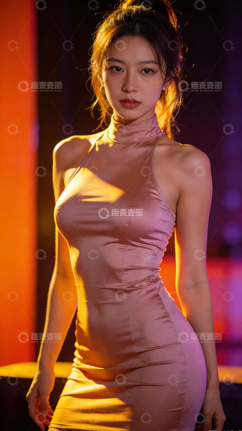 高清大图下载【趣麦麦图】性感灯光女性人像摄影