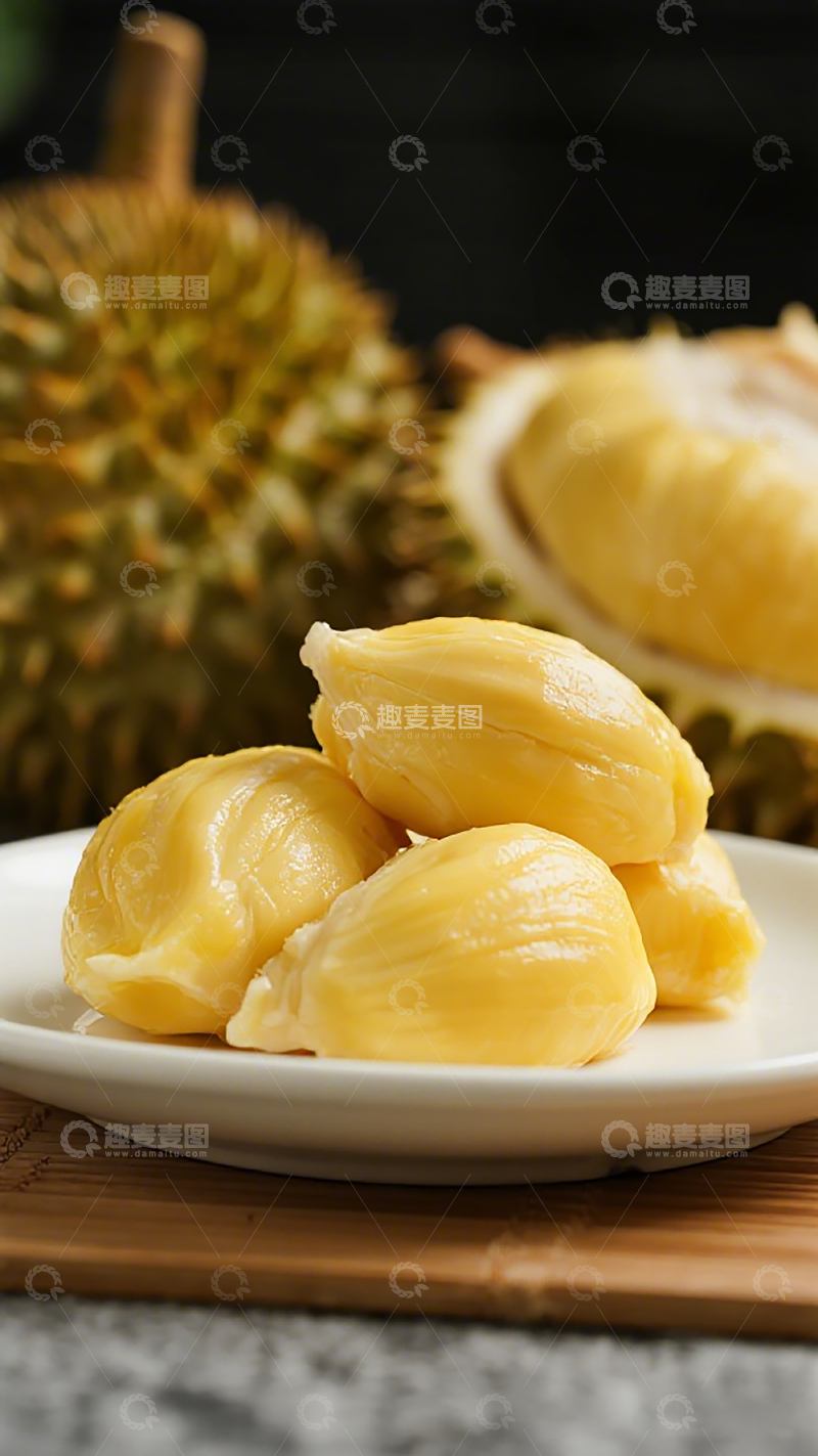 高清大图下载【趣麦麦图】榴莲果肉特写美食摄影