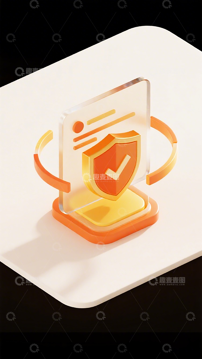 高清大图下载【趣麦麦图】3D安全盾图标设计