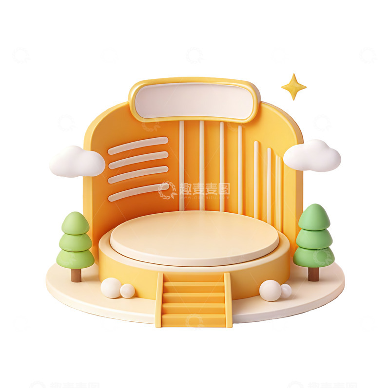 高清大图下载【趣麦麦图】卡通风展示台设计元素