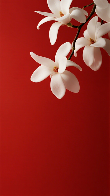 红白玉兰美景摄影