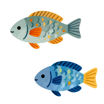 卡通鱼图案插画素材