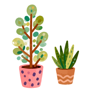 卡通盆栽植物插画设计素材