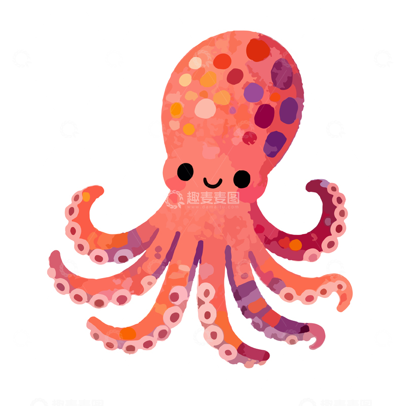 源文件下载【趣麦麦图】可爱章鱼卡通插画