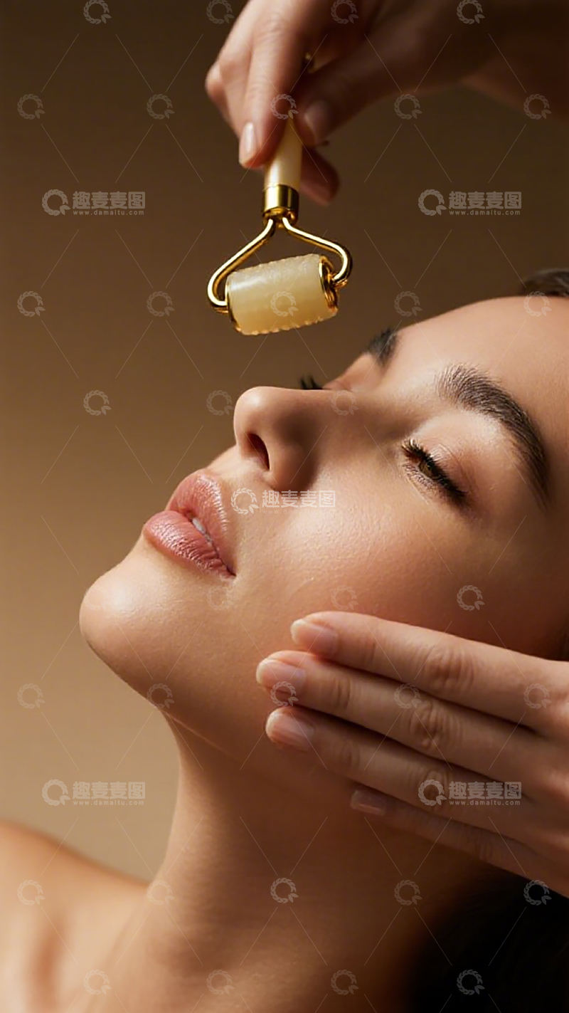 高清大图下载【趣麦麦图】美容护肤玉石滚轮按摩