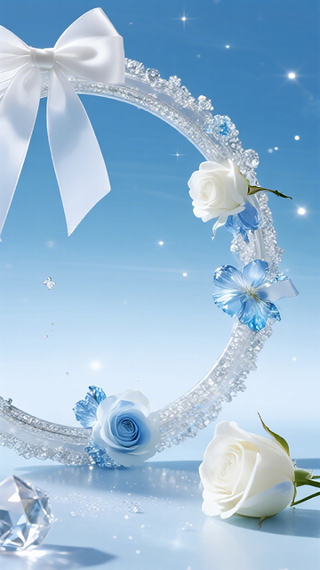 梦幻蓝白花卉装饰设计素材