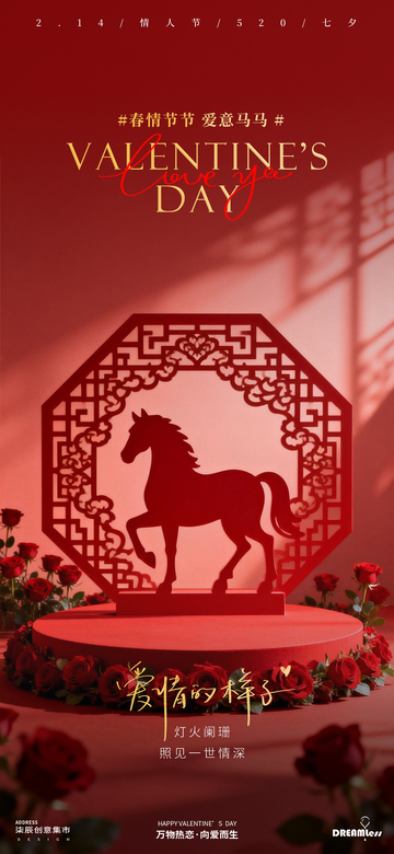 新年情人节马形海报设计素材