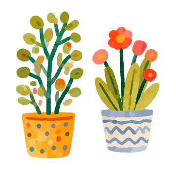 卡通风盆栽插画设计元素