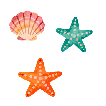 海边贝壳海星插画素材