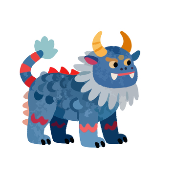 卡通风格蓝色怪兽形象插画