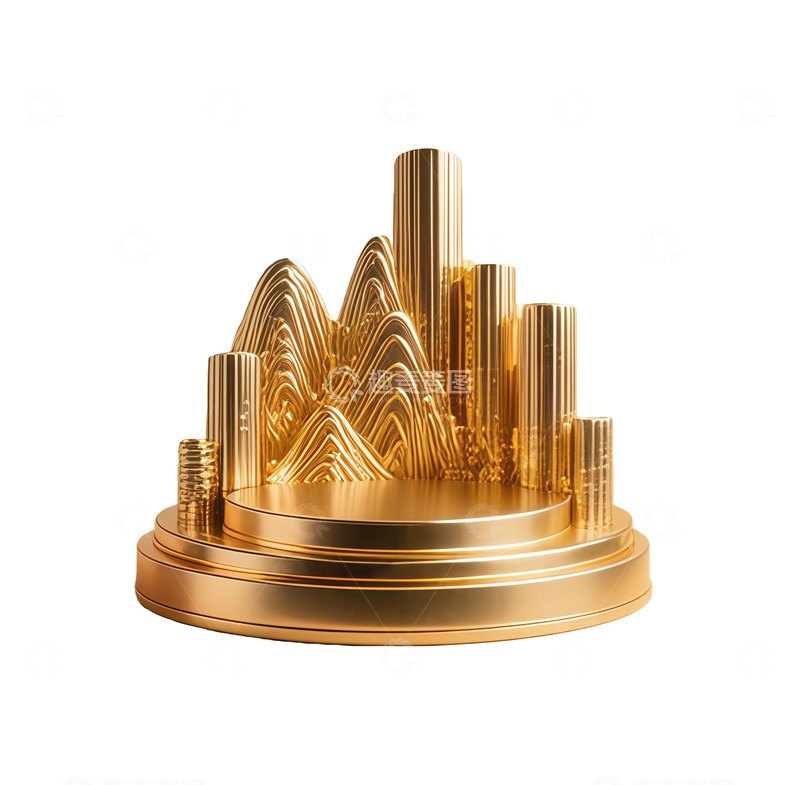 高清大图下载【趣麦麦图】金色城市模型装饰设计元素