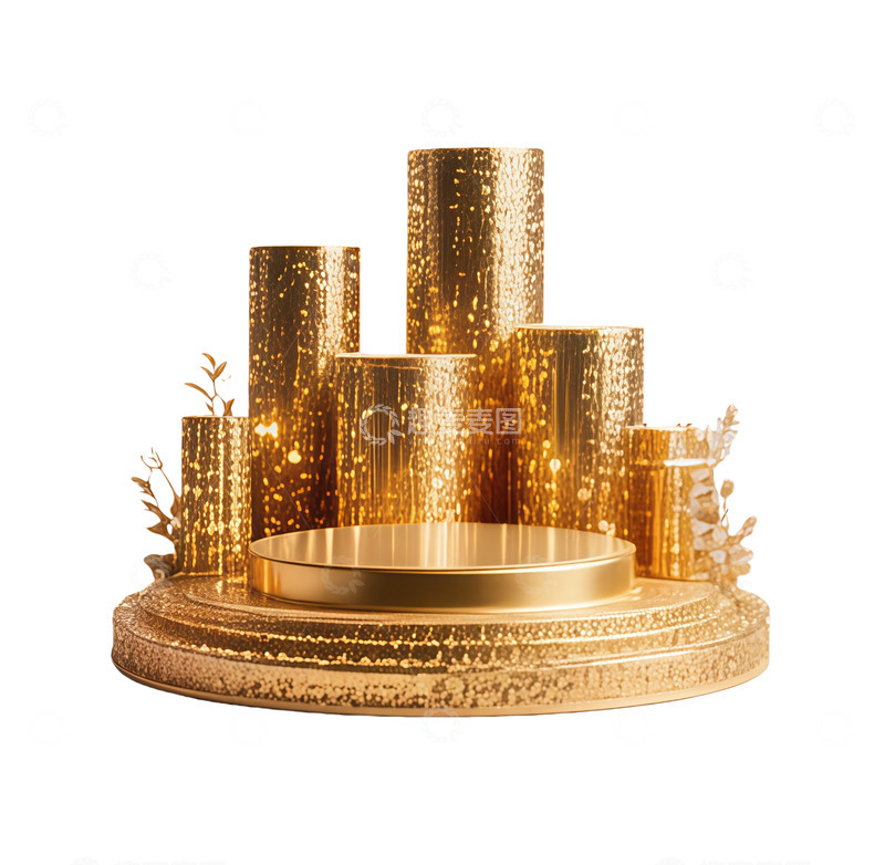 高清大图下载【趣麦麦图】金色奢华舞台装饰设计素材