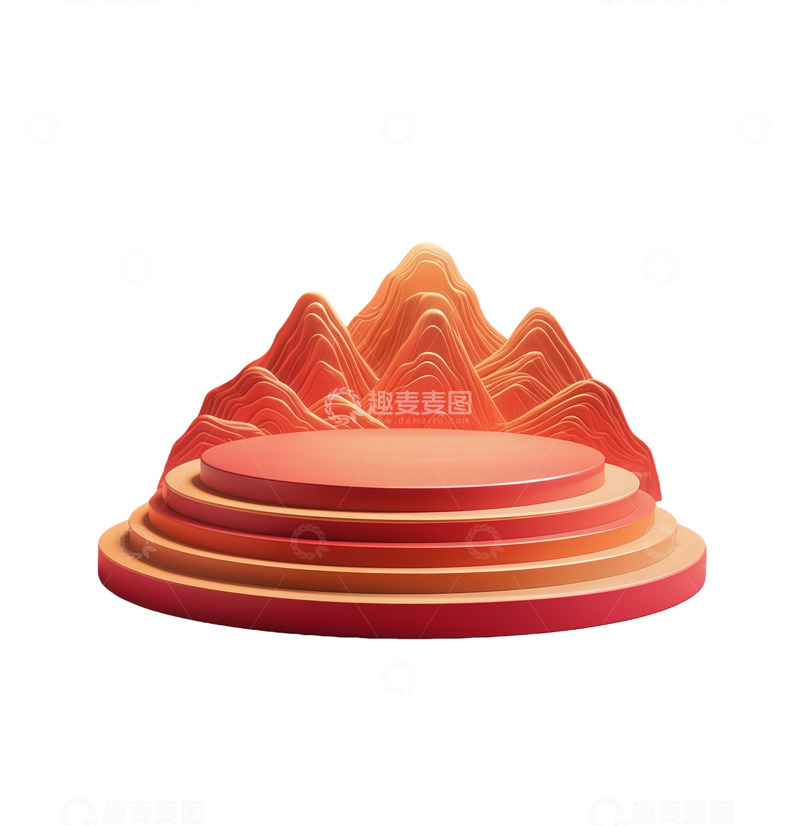 高清大图下载【趣麦麦图】红橙渐变山丘舞台设计元素