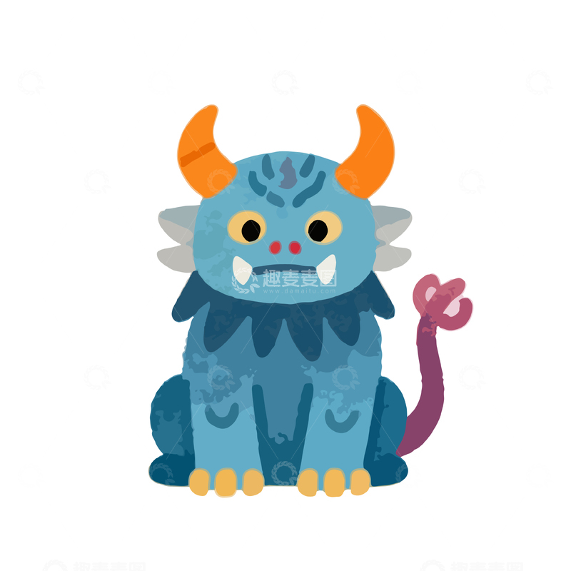 源文件下载【趣麦麦图】卡通蓝色怪兽插画