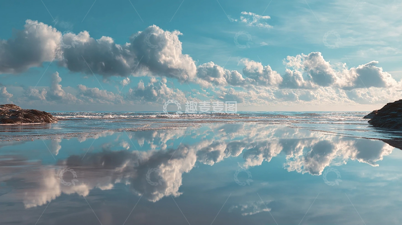 高清大图下载【趣麦麦图】天空云海倒映海面奇观