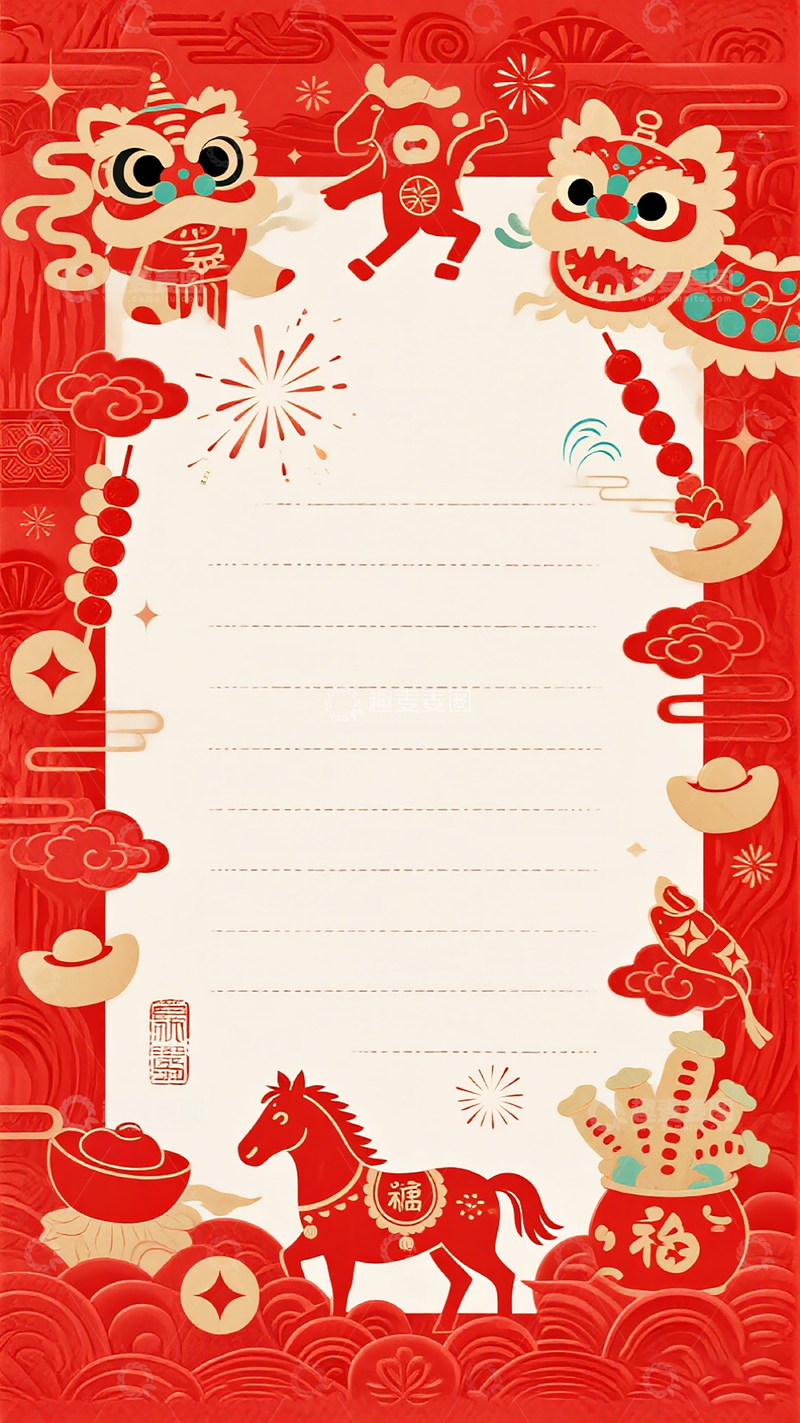 高清大图下载【趣麦麦图】新春贺词祝福卡片设计模板