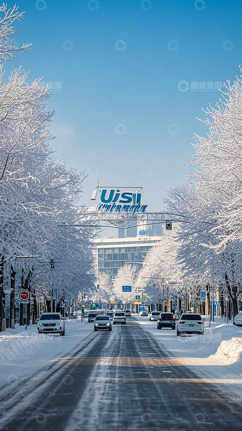 高清大图下载【趣麦麦图】雪景城市街道风光摄影