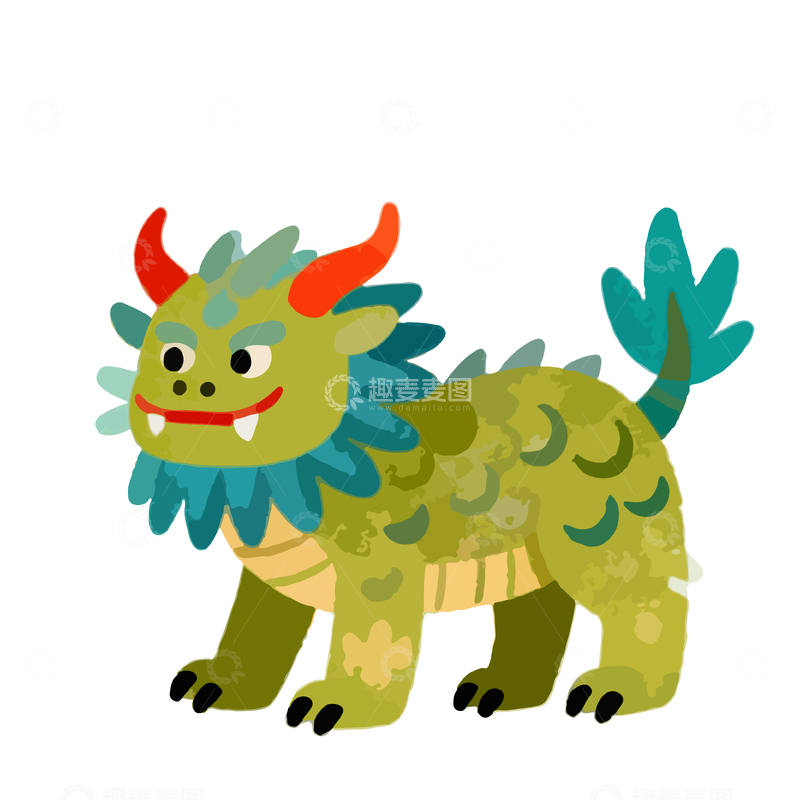 源文件下载【趣麦麦图】卡通可爱神兽插画素材
