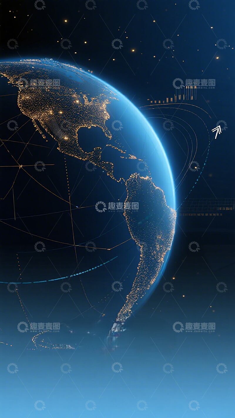 高清大图下载【趣麦麦图】科技感地球夜景图