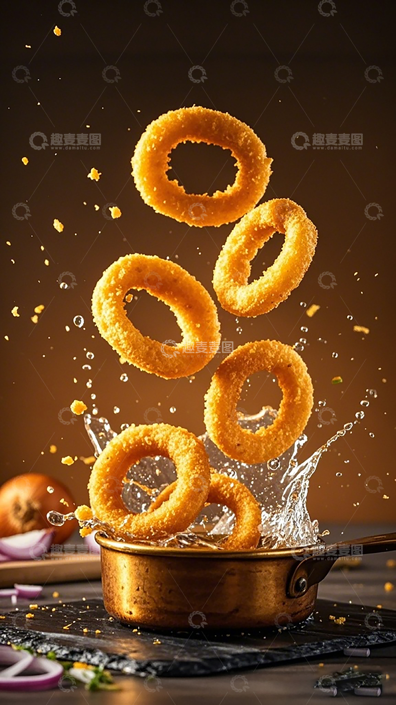 高清大图下载【趣麦麦图】油炸洋葱圈美食