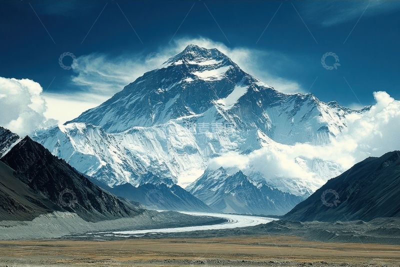 高清大图下载【趣麦麦图】远山白云荒原黑山