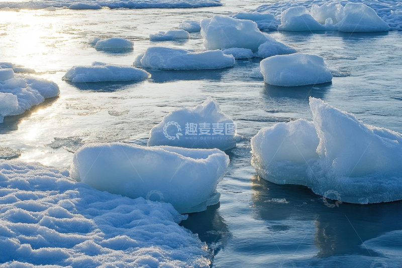 高清大图下载【趣麦麦图】冰河上的浮冰冰块
