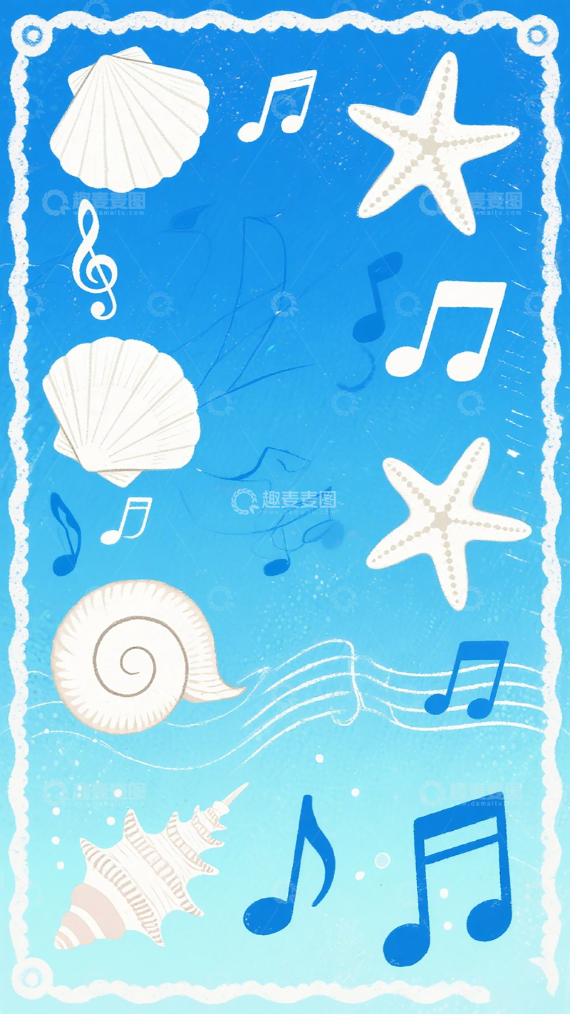 高清大图下载【趣麦麦图】海洋音乐主题插画设计