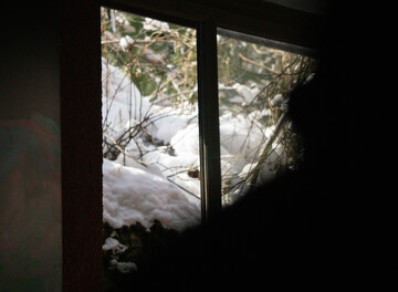 冬日雪景窗外景色