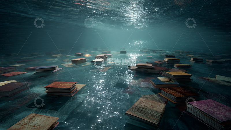 高清大图下载【趣麦麦图】深海中的书籍奇境