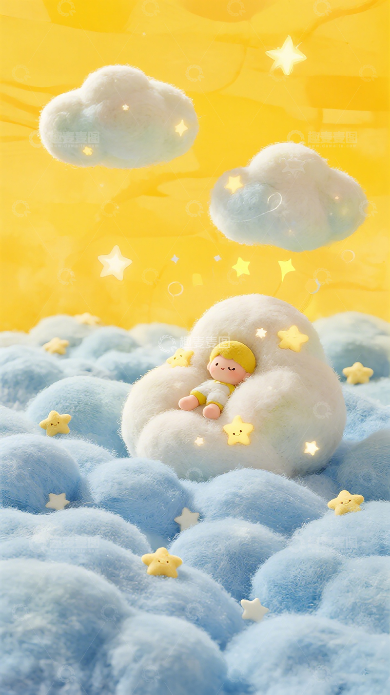 高清大图下载【趣麦麦图】梦幻云层卡通壁纸