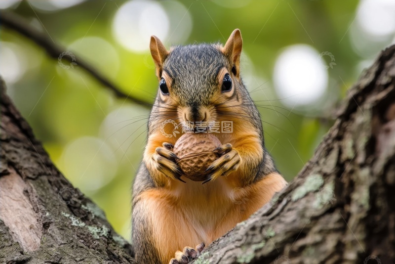 高清大图下载【趣麦麦图】吃核桃的小松鼠