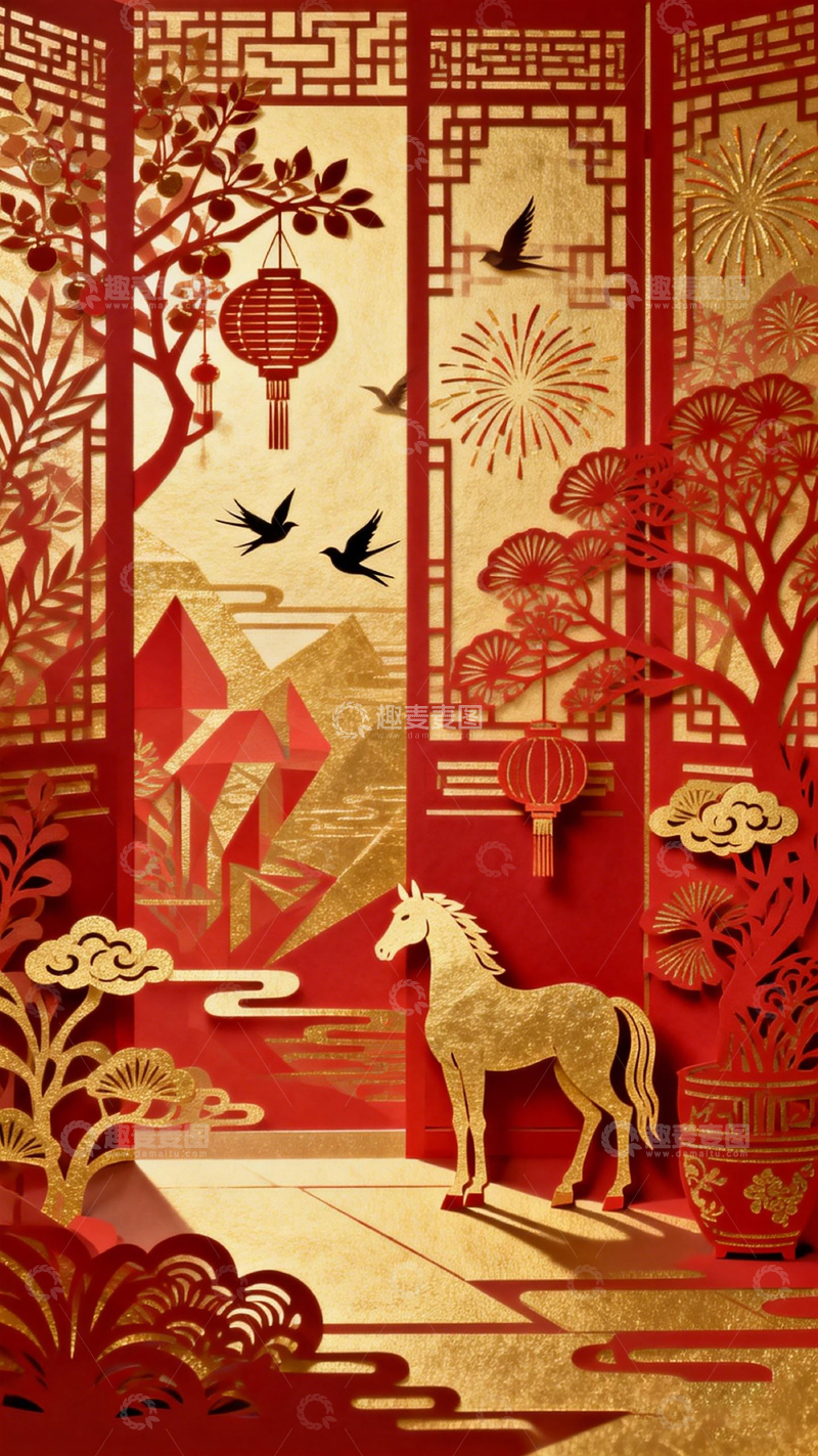 高清大图下载【趣麦麦图】中国传统节庆剪纸艺术