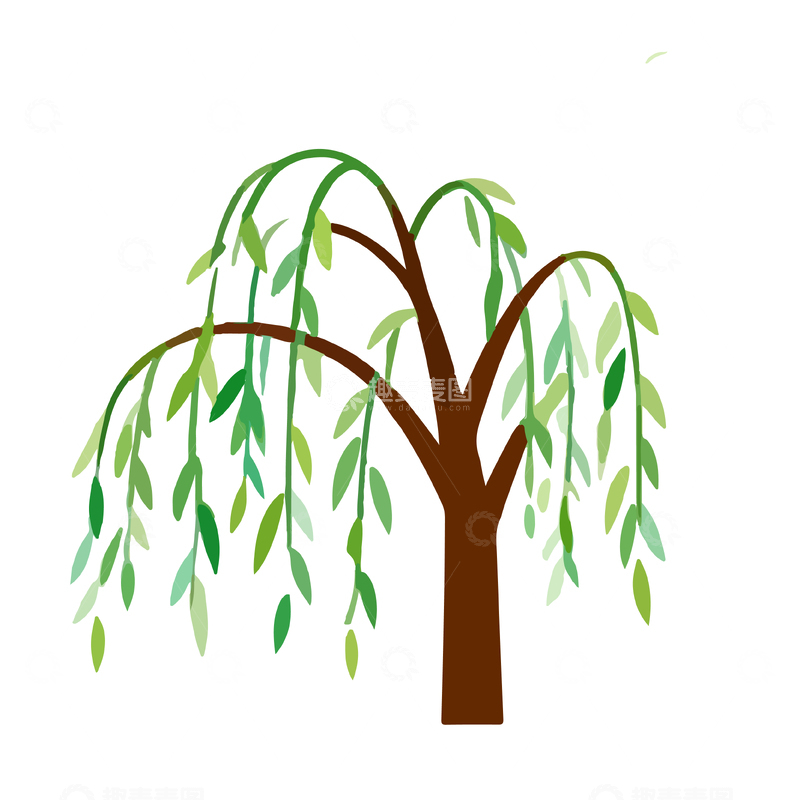 源文件下载【趣麦麦图】-简约风柳树插画