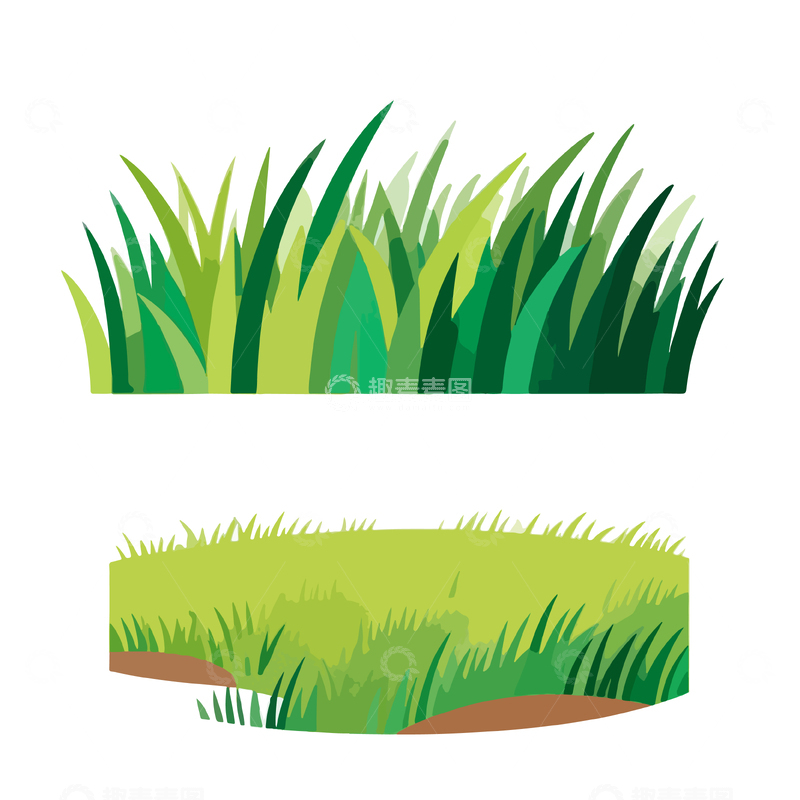 源文件下载【趣麦麦图】扁平风草地插画元素