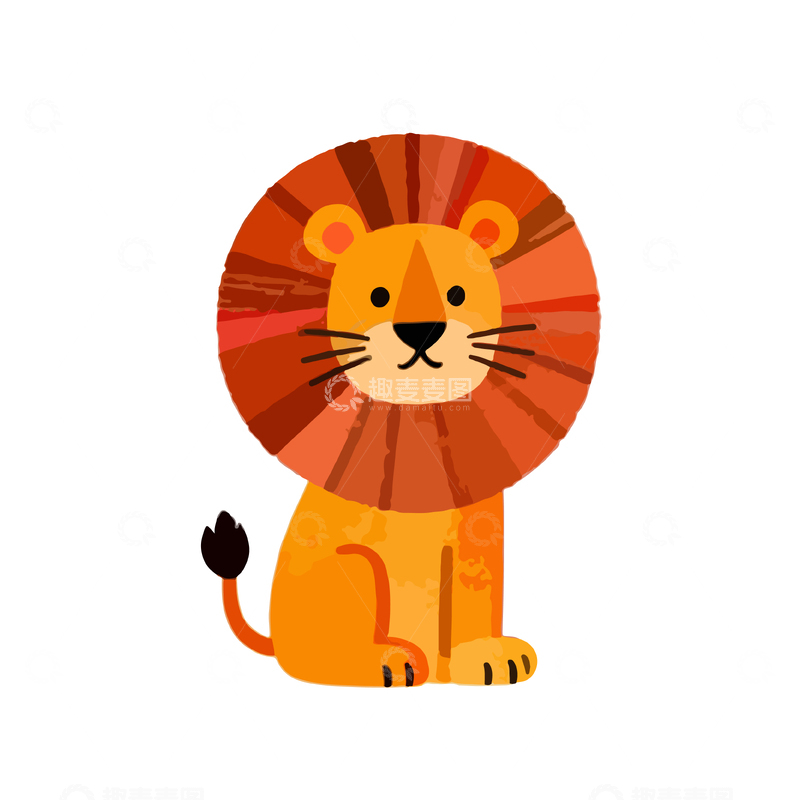 源文件下载【趣麦麦图】卡通狮子插画