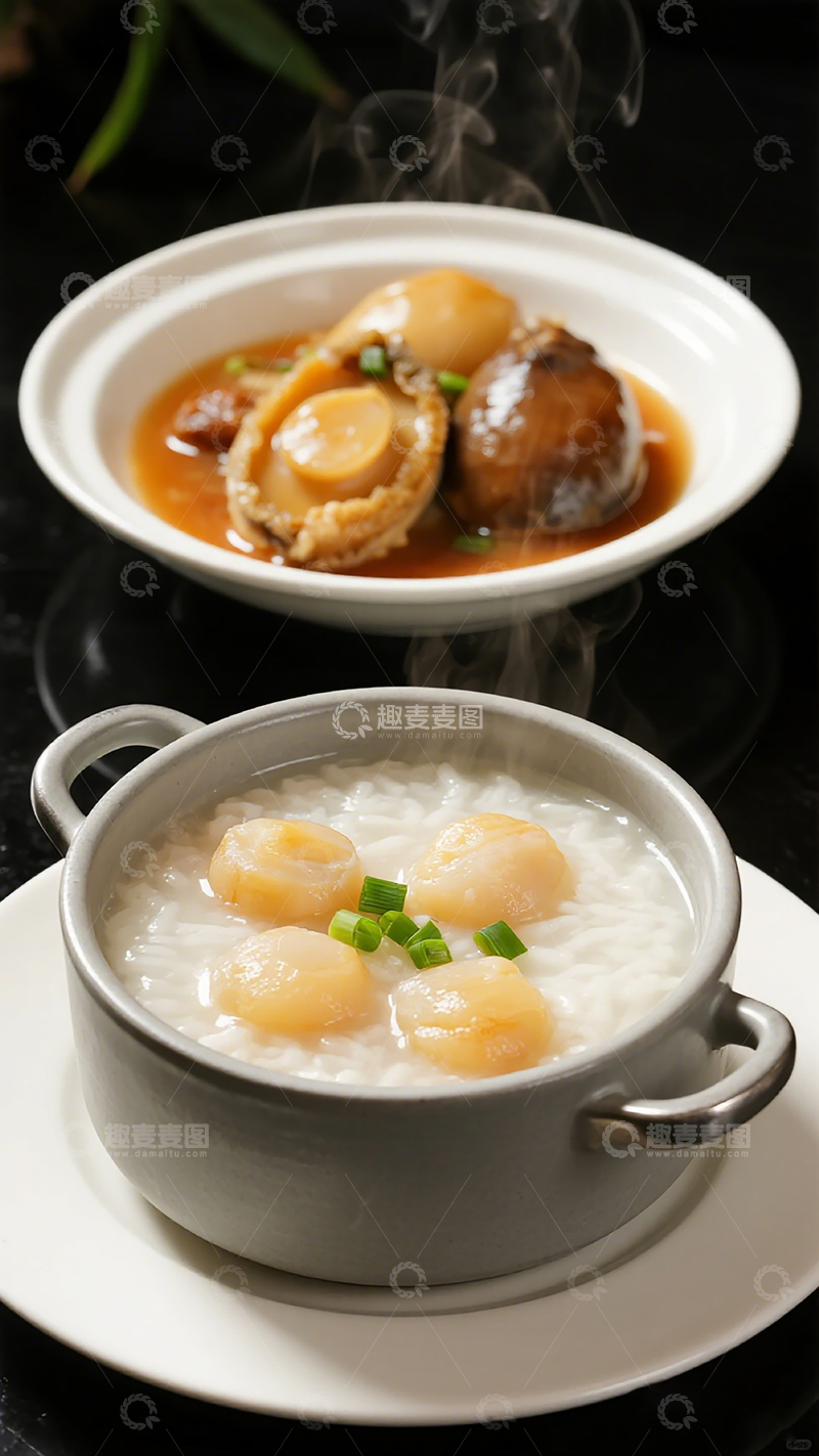 高清大图下载【趣麦麦图】鲍鱼粥鲍鱼菜肴美食摄影