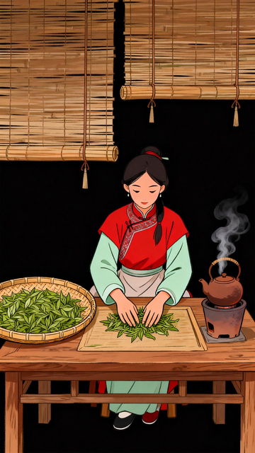 传统茶艺加工插画
