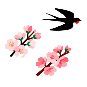 简约樱花燕子春天元素