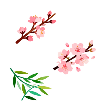 和风樱花枝叶矢量插画素材