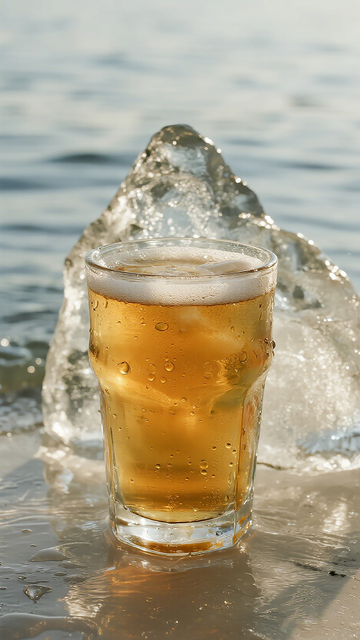 夏日海滩冰饮美景