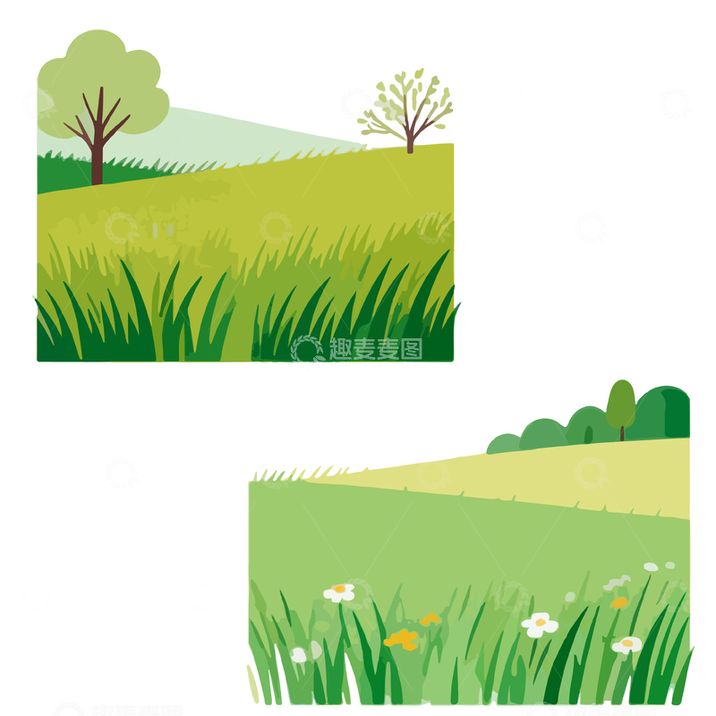 源文件下载【趣麦麦图】卡通风光自然风景矢量插画