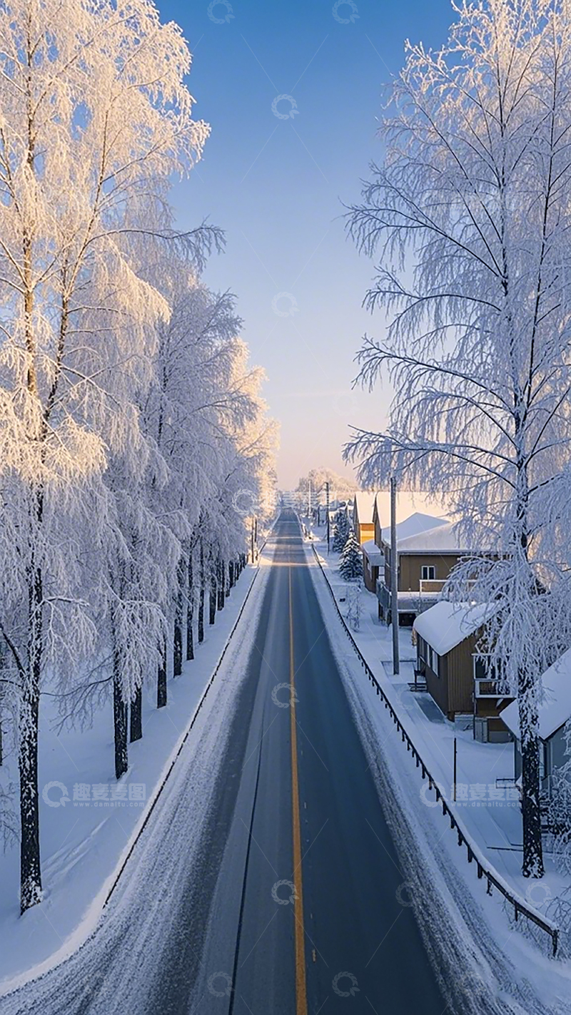 高清大图下载【趣麦麦图】冬日雪景公路风光摄影